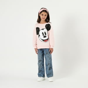 Poleron Cerrado Niña Mickey Happy Rosado Disney