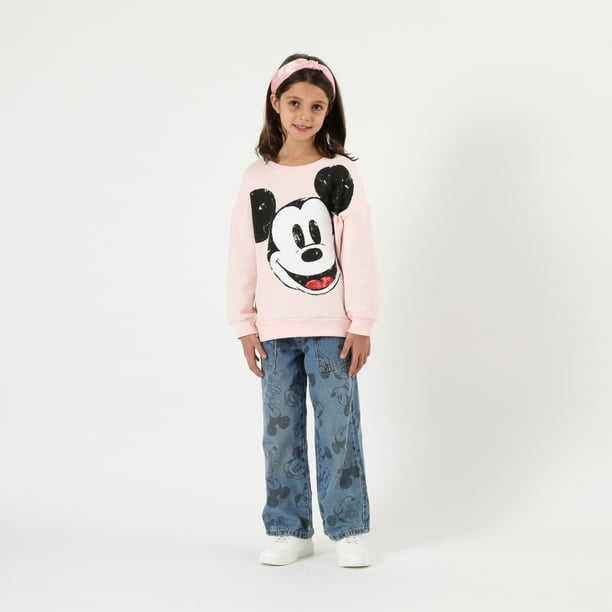 Poleron Cerrado Niña Mickey Happy Rosado Disney
