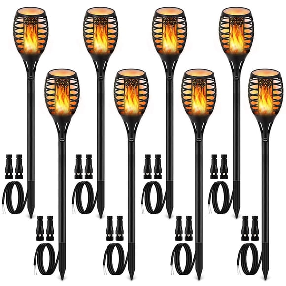 Luces de antorcha para jardín LUYE 12V con cable e impermeables, paquete de 8