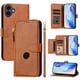 thumbnail image 2 of Funda tipo cartera para Nothing CMF Phone 1 con bolsillo con cremallera, tarjetero, soporte, correa para la muñeca y tapa de cuero marrón, 2 of 5