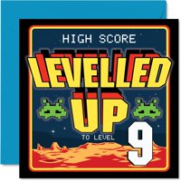 Tarjeta De Cumpleaños Stuff4 9Th Birthday Leveled Up Para Niños De 9 Años