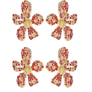 2 Pares De Pendientes Colgantes De Metal Con Forma De Flor De Aleación De Diamantes, Joyería Creativa, Accesorios Para Mujer