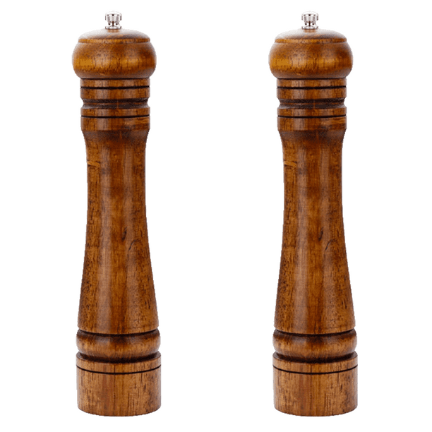 Juego de 2 molinillos de sal y pimienta de madera con núcleo de cerámica.