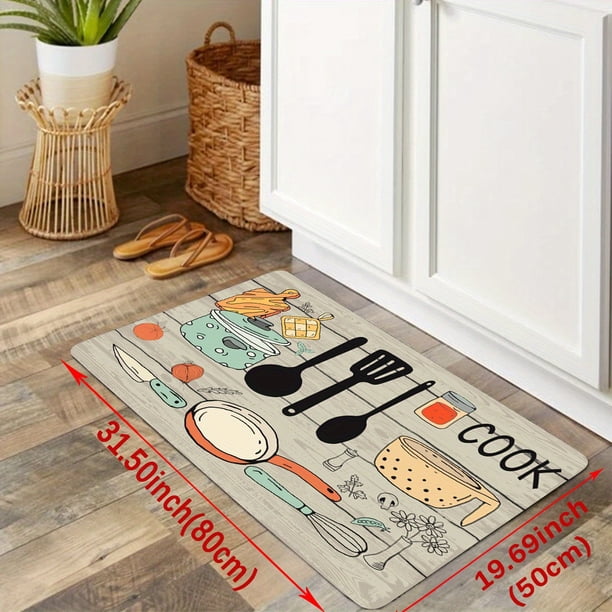 1pc, Soft Kitchen Rug, Cushioned Anti-Fatigue Kitchen Rug, Waterproof Non-Slip Kitchen Rugs Set, Runner Rug, Bedside Rug, Super Absorbent Machine Washable Carpet For Farmhouse Kitchen Home Office Sink