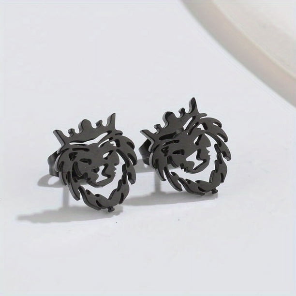 Make a Bold Statement with These Stylish Lion Crown Stud Earrings for Men!