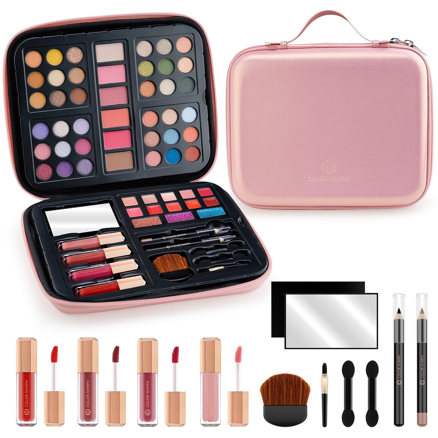 Set De Maquillaje Color Nymph Para Adolescentes Con Bolso Rosa Reutilizable