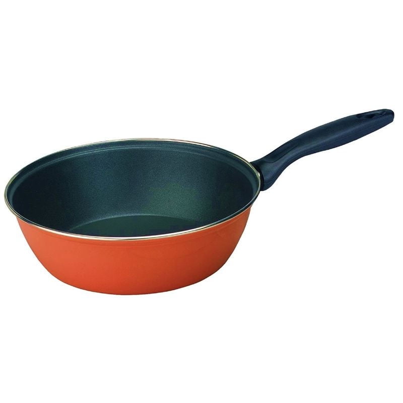 Ibili - Sartén Hondo 28 Cm Acero Esmaltado Naranjo