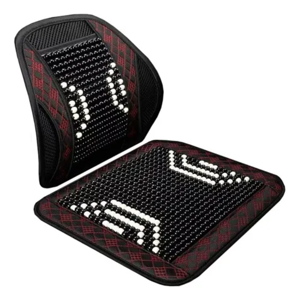 Genérico - Kit Cubre Asiento Lumbar Bolas Madera Bambú Esferas Verano