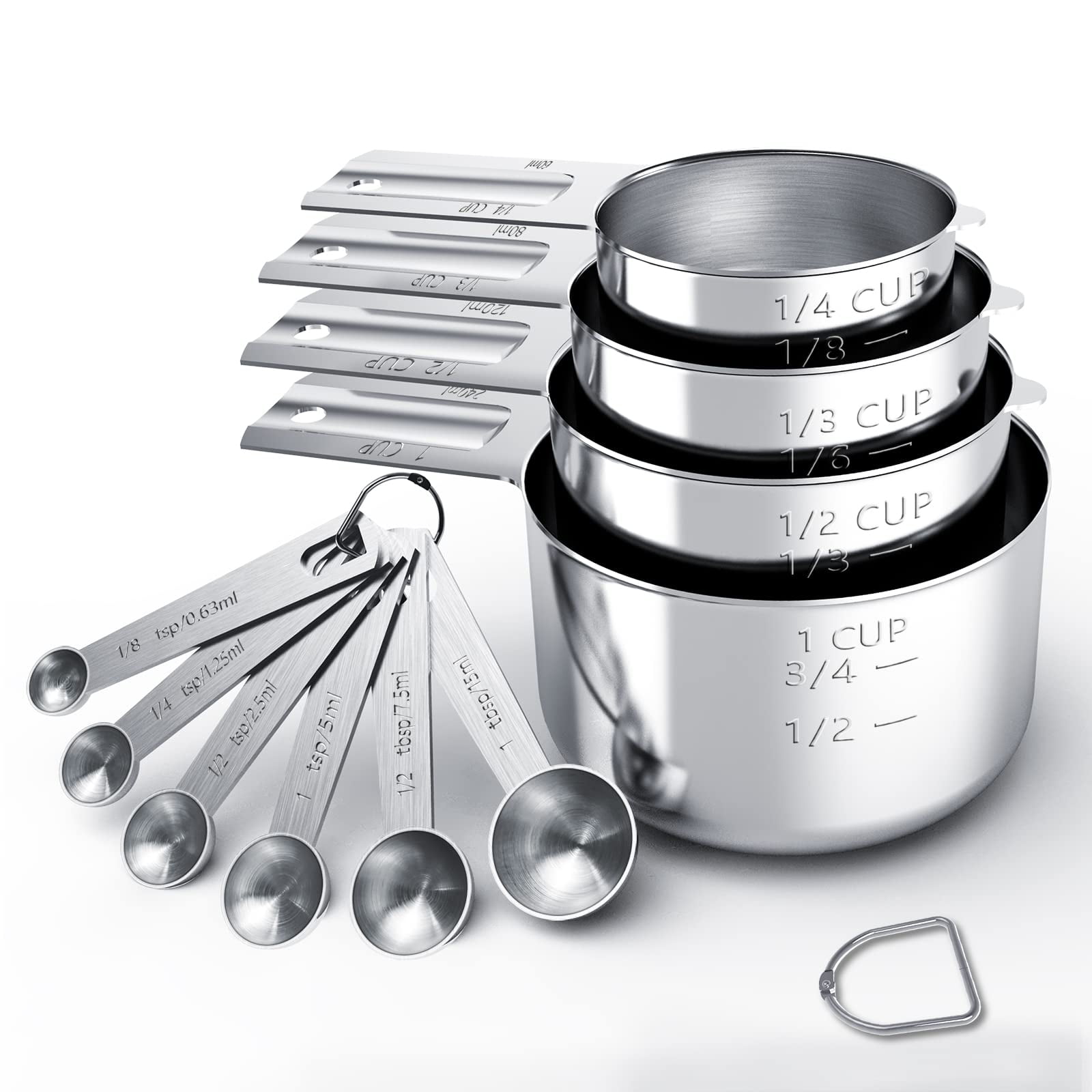 Tiluck - Juego De Tazas Y Cucharas Medidoras De Acero Inoxidable (10 Piezas)