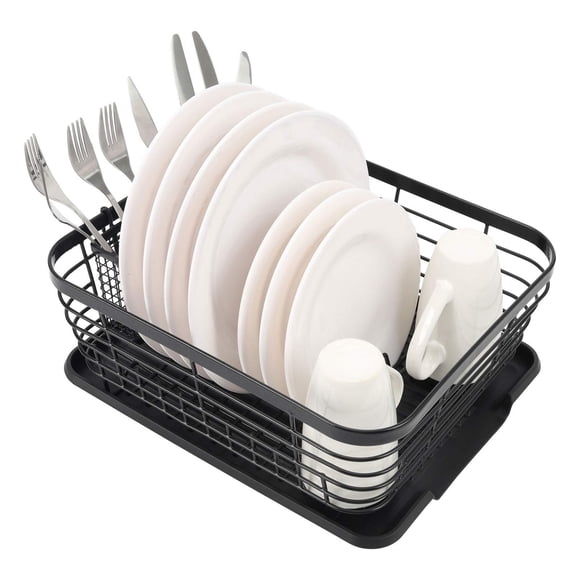 Escurridor de platos de cocina TQVAI con tabla de secar, color negro