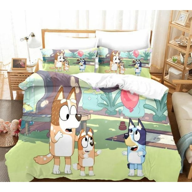 Bluey Collection Quilt Duvet Cover Set Soft Pillowcase Children Kids 3-Piece Bedding Set