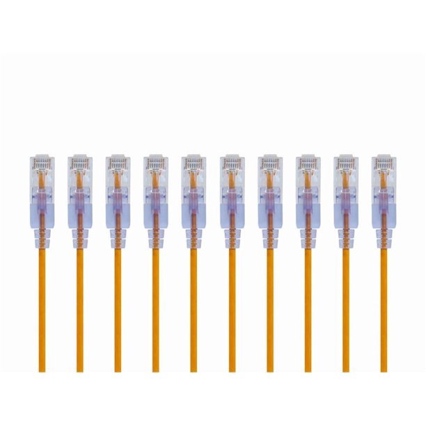 Cable de conexión Monoprice Cat6A, 2 pies, amarillo, paquete de 10 unidades, UTP, 10 Gbps