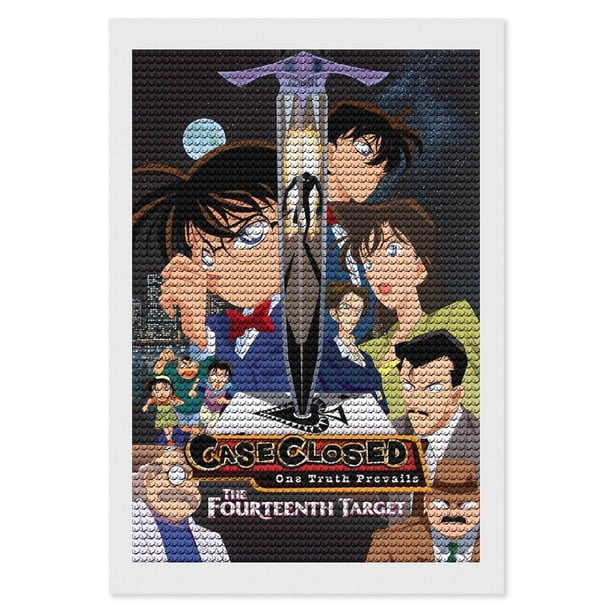 Detective Conan Kits de Pintura de Diamantes para Adultos 5D DIY Diamond Art Kits Full Drill Diamond Dots para Regalo Decoración de Pared y Relajación Artes de Gemas 20*30cm