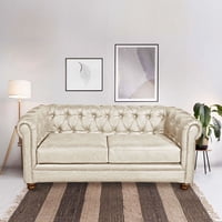 Latam Home - Sofa Florencia 2 Cuerpos Cuero Colorado Beige