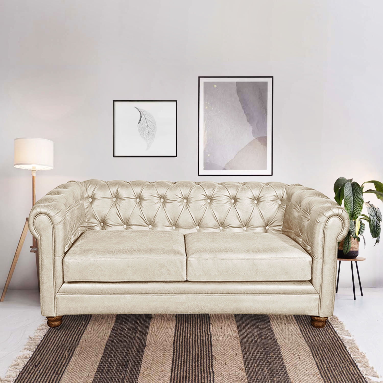 Latam Home - Sofa Florencia 2 Cuerpos Cuero Colorado Beige