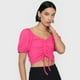thumbnail image 3 of Blusa Mujer Crop Panal Manga Globo Fucsia Corona, 3 of 5
