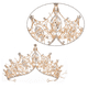 thumbnail image 3 of Xiao Hua Corona de Boda con Diamantes de Imitación y tiara, Accesorios para el Cabello de Mascarada con Gemas, Dorado, 3 of 4