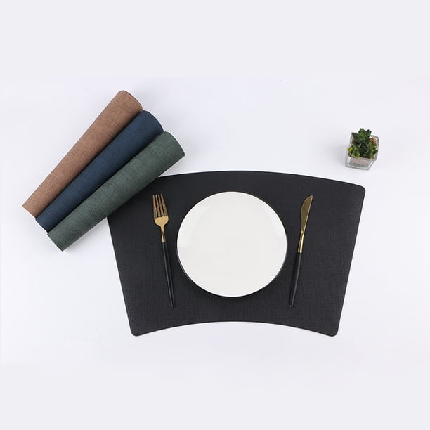 XmhyTop Juego de 4 Manteles Individuales de Piel Sintética, Impermeables, Fáciles de Limpiar, Resistentes al Calor y Antideslizantes para Uso Interior y Exterior, 50*29cm, Estilo D, Negro
