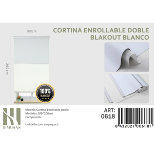 Mundo Shopping - Cortina Enrrollable Doble Blackout Blanco 100X200Cm