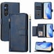 thumbnail image 1 of Funda tipo cartera para SONY Xperia 1 V 2023 con bolsillo con cremallera, tarjetero, soporte, correa para la muñeca y tapa de cuero azul, 1 of 5