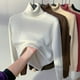 thumbnail image 1 of Suéter de cuello alto para mujer, top de otoño e invierno con forro polar, interior grueso, negro, camisa de manga larga para mujer, 1 of 6