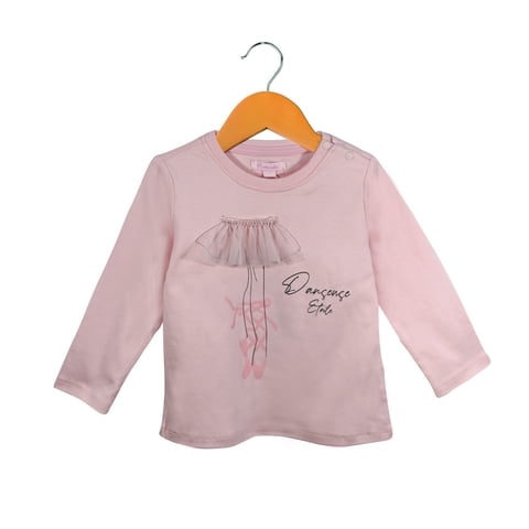 Pumucki - Polera Manga Larga Rosa Tutu Talla 0-3M