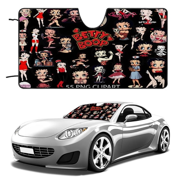 Betty Boop Parasol para Parabrisas Delantero Protector Plegable, Visera Solar para Auto Bloquea Rayos UV Mantiene tu Vehículo Fresco 140cm*76cm