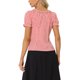 thumbnail image 3 of INSPIRE CHIC Blusa de cuadros para el regreso a clases de mujer con cuello redondo, volantes y mangas abullonadas S Rojo, 3 of 6