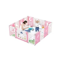 Mundo Online - Corral De Seguridad Bebe Multiformas 14+2 Plegable + Alfombra Rosado