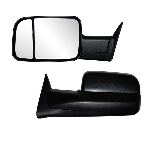 AERDM Espejos de Remolque para Dodge Ram 1500 (1994‑2001) y Ram 2500/3500 (1994‑2002), Espejos de Vista para Camioneta, Plegables Manualmente, Color Negro, Juego de 2
