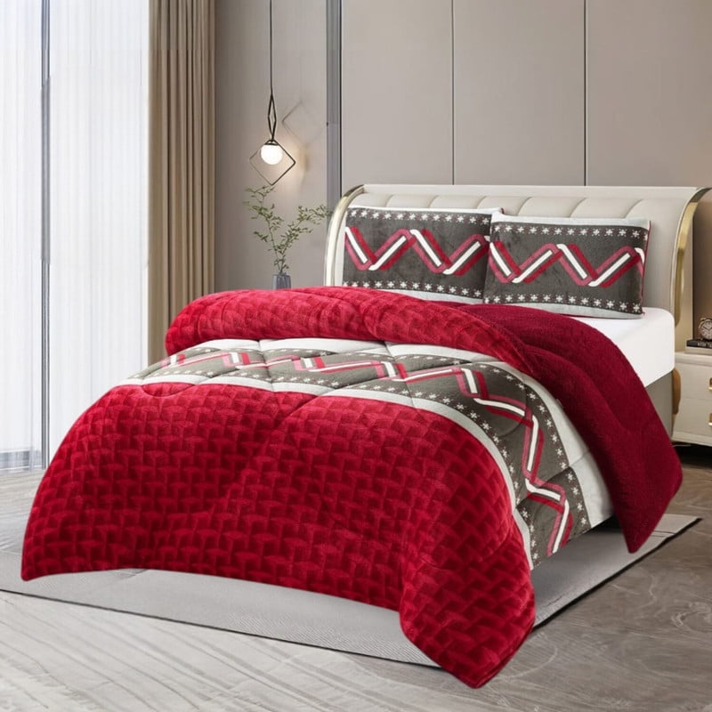 Genérico - Plumon De Invierno Plush Liso Con Chiporro De 2 Plazas + 2 Fundas Para Almohada Cipi2p-26