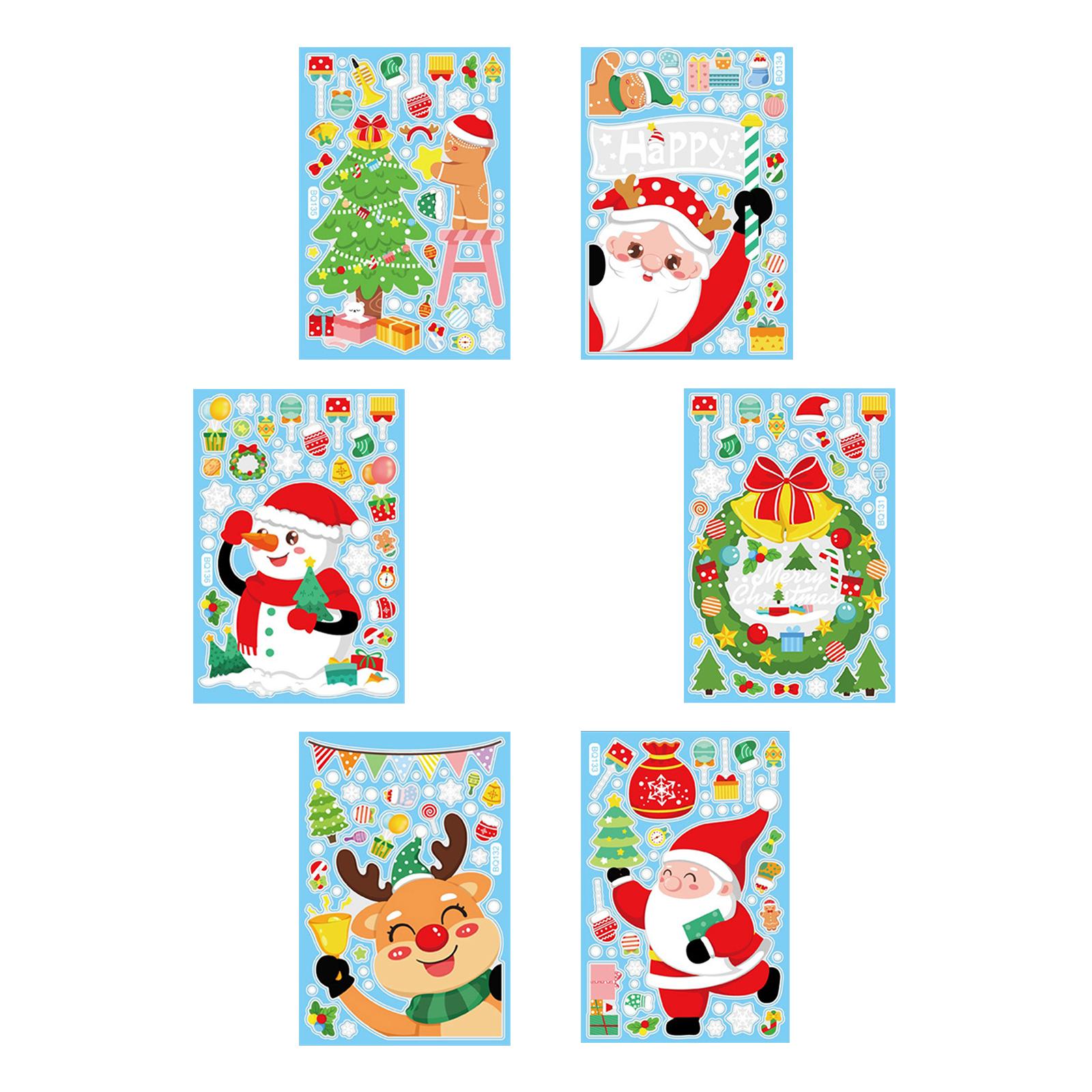 Bothyi - 6 Uds. De Pegatinas Navideñas Para Ventana, Pegatinas De Papá Noel Para Decoración Del Hogar, Estilo A