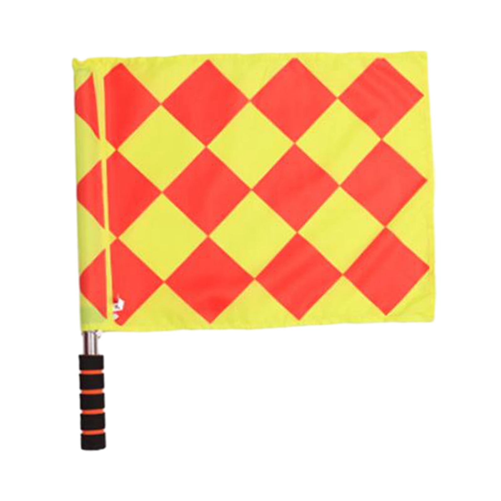 Magideal - Bandera De Árbitro Bandera De Seguridad De Tráfico Asta De Bandera De Acero Inoxidable Bandera De Señal Ligera Bandera De Mano Para Fútbol Campo De Fú Cuadrado Pequeño