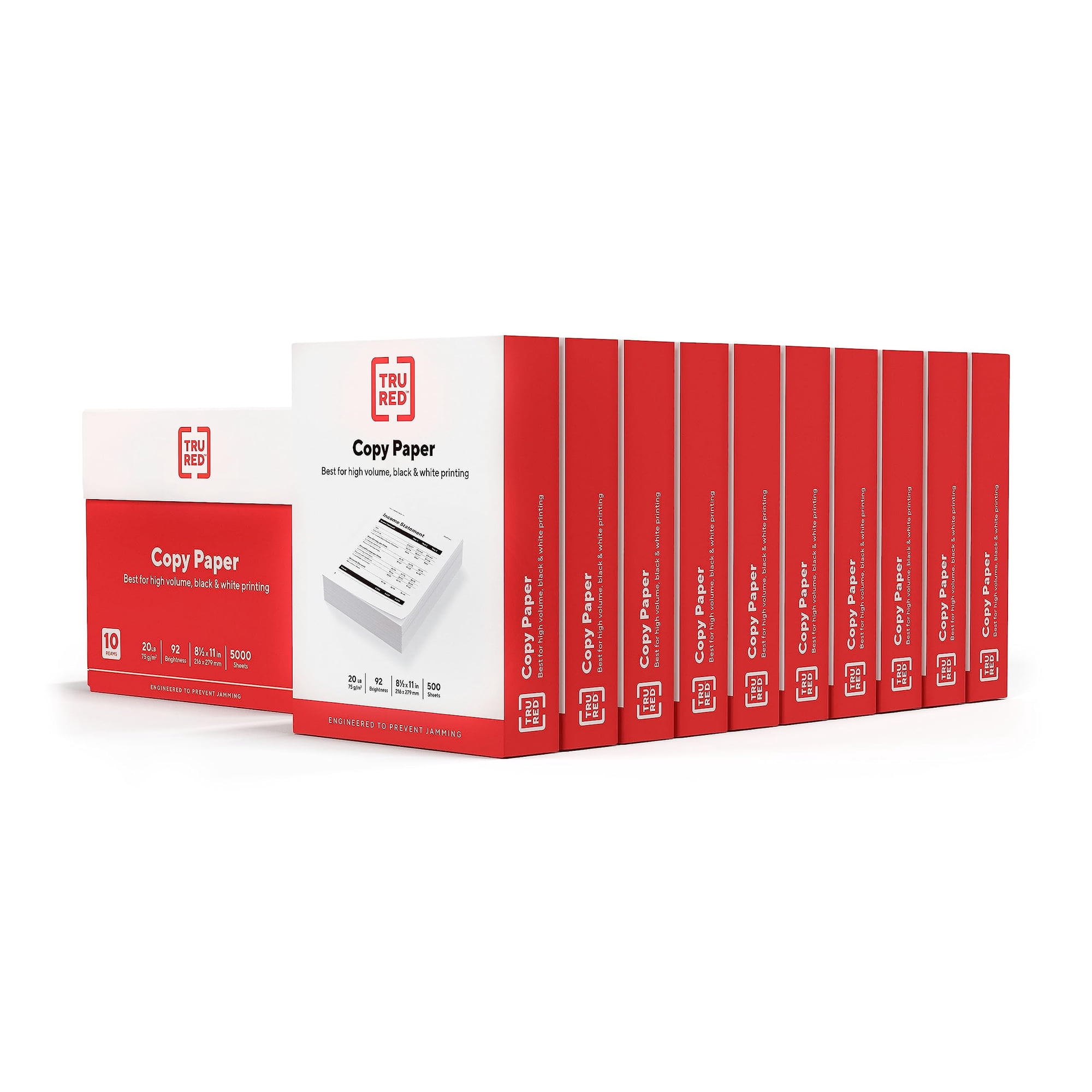 Staples - Papel De Copia Tru Red, 8,5 X 11, 75 G/m², 500 Hojas/resma, 10 Resmas