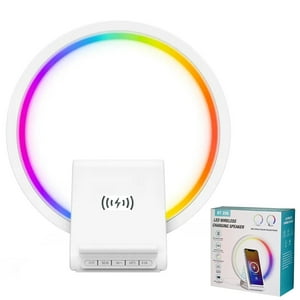 Cargador Inalámbrico 15W Aaronmei Rgb Luz Nocturna Altavoz Bluetooth Blanco