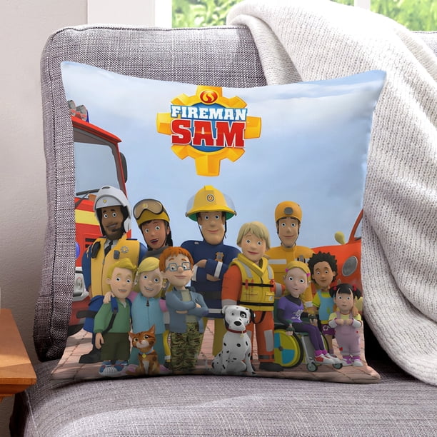 Sam el Bombero Fundas de almohada de terciopelo con tema, regalos de funda de almohada, decoración para el hogar, cojín de lanzar, regalo de cumpleaños para fans y parejas. 45cm x 45cm.
