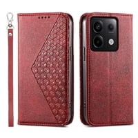 Funda Flip Foxdock Para Xiaomi Redmi Note 13 Pro 5G , Estilo Billetera Con Diseño Rombo, Correa De Mano Y Soporte, Uso Diario