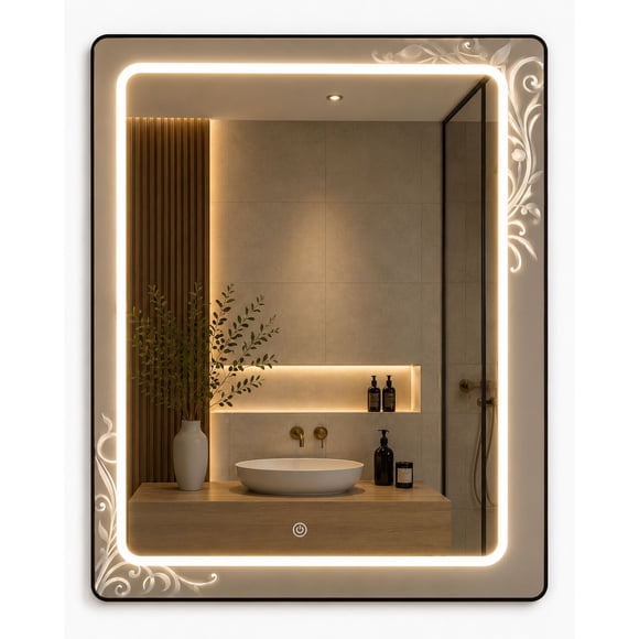 Espejo LED Decorativo 80x60 cm | Luz Led Touch | Diseño Elegante Moderno para Baño