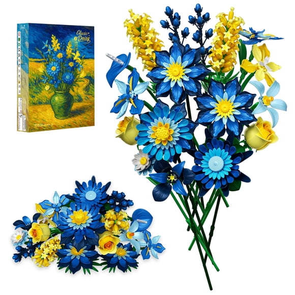 Kit de construcción Rongmeiz Ramo de flores margarita azul hielo DIY