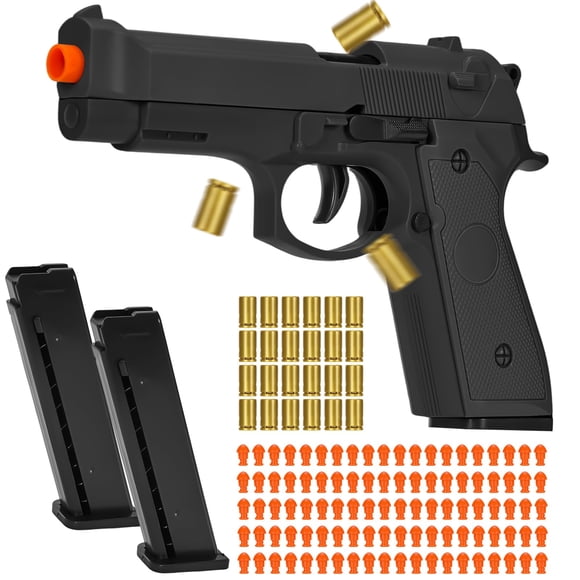 Pistola de juguete Calithor con expulsión automática de casquillos y 100 balas blandas