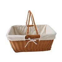 Ioensy - Cesta De Picnic De Ratán Sintético, Cesta De Frutas Tejida Para Bocadillos, Sándwiches, Estilo Parque E