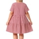 thumbnail image 5 of Vestido de cuadros de verano casual de manga corta con cuello redondo en capas para mujer de talla grande Agnes Orinda 4X Rojo, 5 of 8