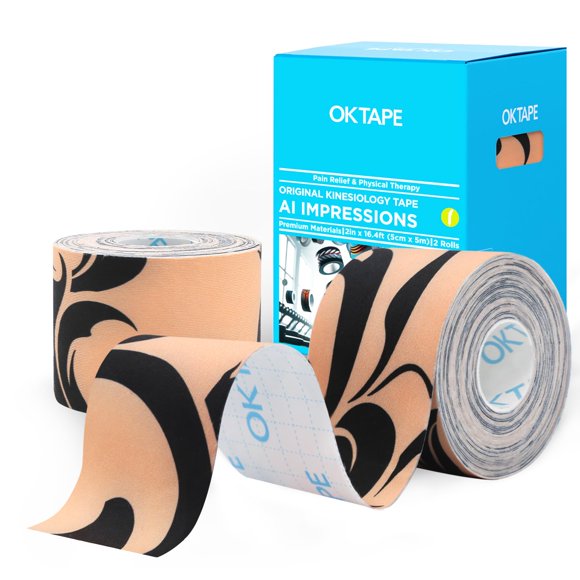 Cinta de kinesiología OK TAPE AI Impressions de 5 cm x 5 m, 2 rollos