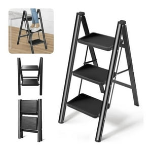 Genérico - Escalera Plegable Ligera Acero 3 Escalones Capacidad 150Kg