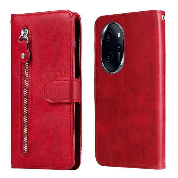 Funda con Cremallera para Honor 100 Pro, Carcasa Cartera de Cuero PU con Soporte y Tarjetero