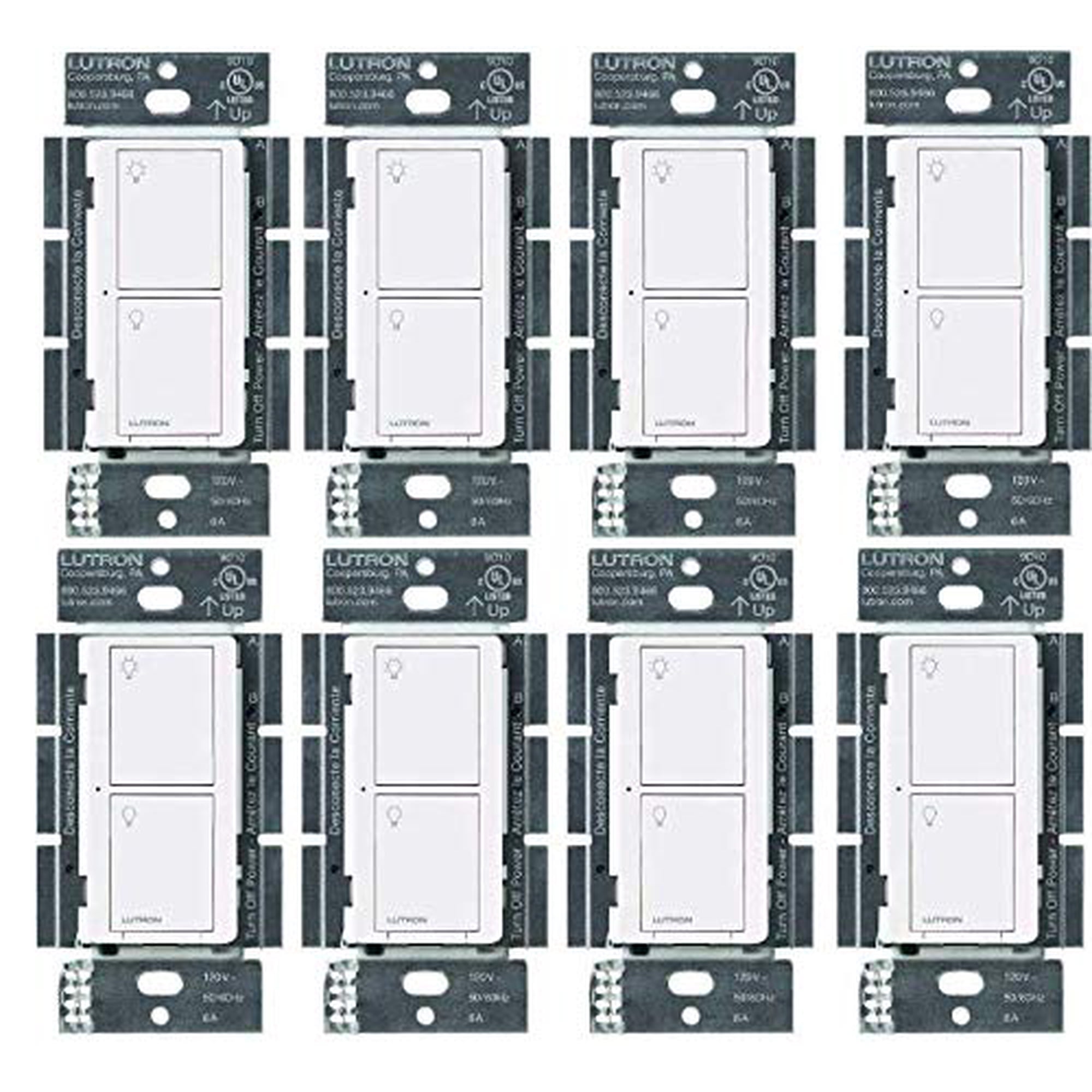 Lutron - Interruptor De Luz Inteligente Caseta Original 6a Blanco (paquete De 8)