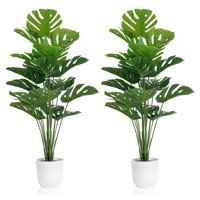 Plantas Artificiales Monstera Deliciosa Sajandas Con Macetas (Juego De 2)