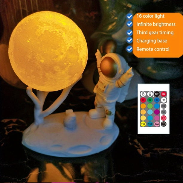 1pc Cute Mini Night Light, Moon Cute Figure Light Rechargeable Astronaut Decoration Astronaut Lamp Tabletop Light Healing Astronaut Astronaut Creative Gift Car Carrying Inside Cake Decoration Luminous