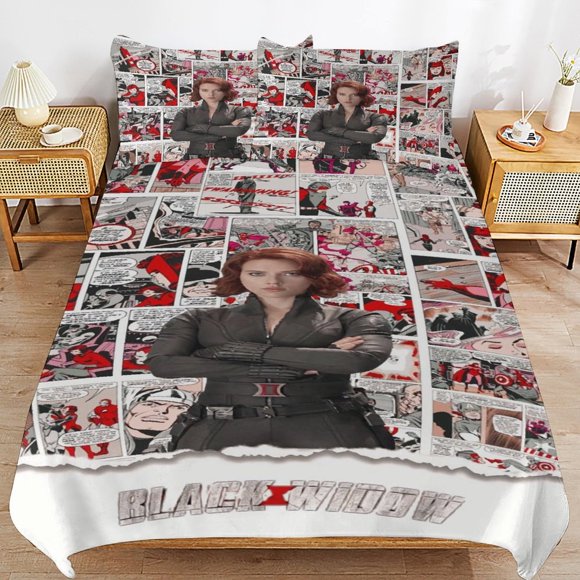Black Widow Bedding Sets Ultra Soft Skin-Friendly Duvet Cover 3 Piece, Cute Comforter Cover Bed Set for Boys Girls Kids