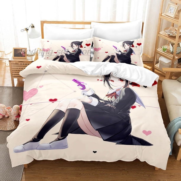 Shinomiya Kaguya Bedding Set Bed Set Aldult Kid Bedroom Duvetcover Sets Kawaii Anime